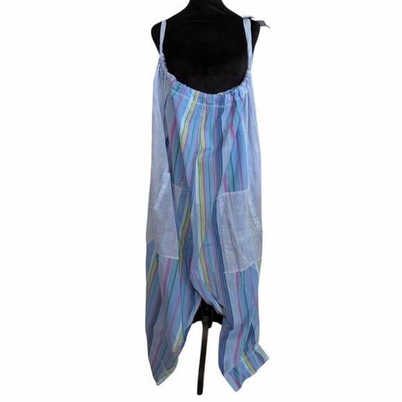 Free People Pants - Free People dream in color convertible Blue Striped Pants/Romper, jumpsuit,NWT